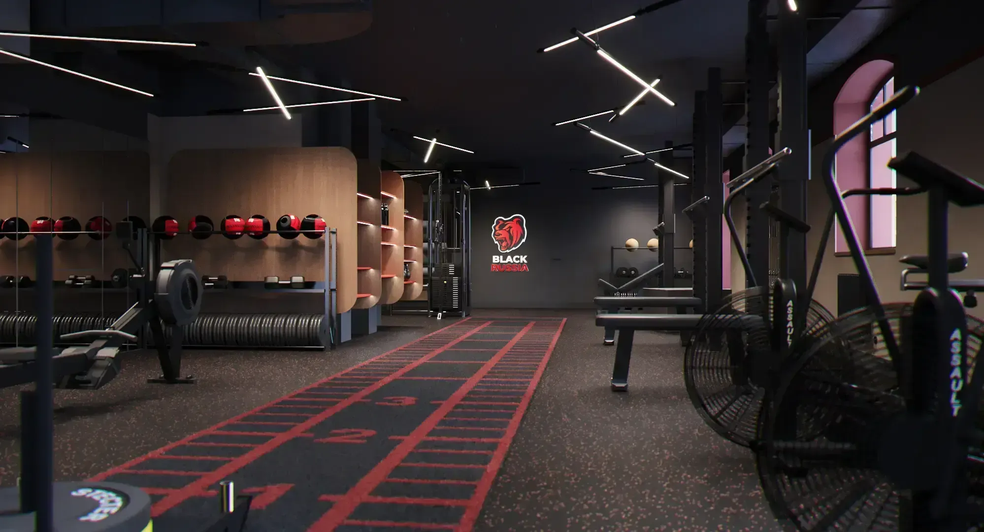 Дизайн интерьера офиса со спортзалом для IT компании